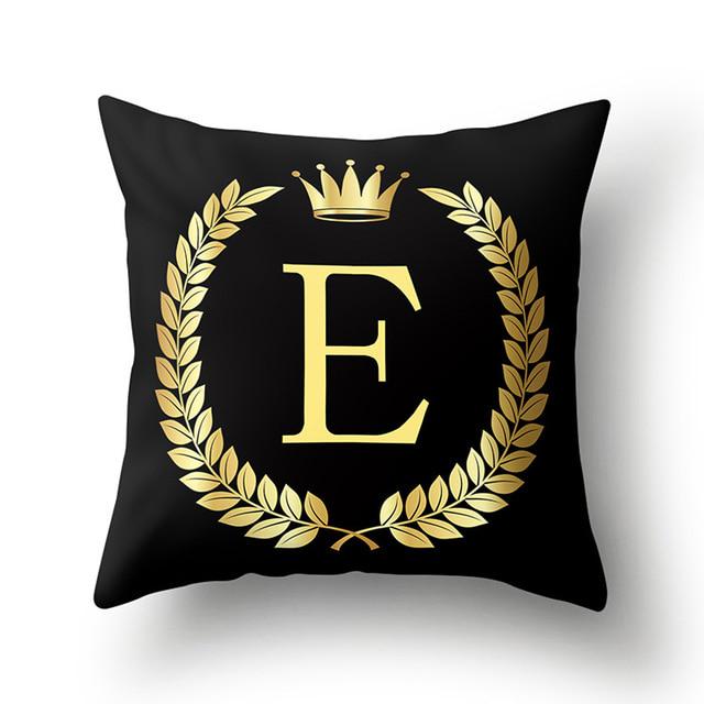 45x45cm Black Gold Letter Crown Polyester Cushion Cover Sofa Home Decor Pillowcase Decorative Cushion