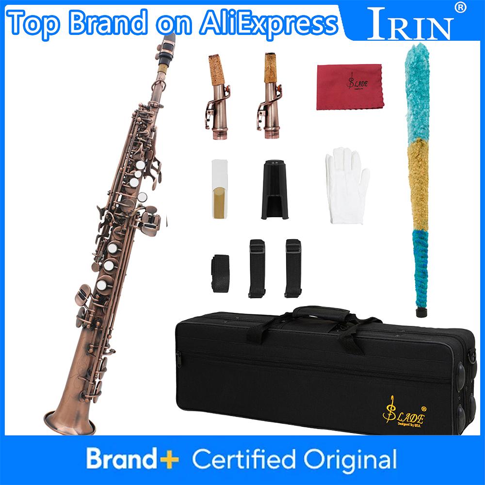 Soprano Saxophone Straight Bb Soprano Sax Set Brass Body Woodwind Instrument With Case Cleaning Cloth Reed Straps Accessories