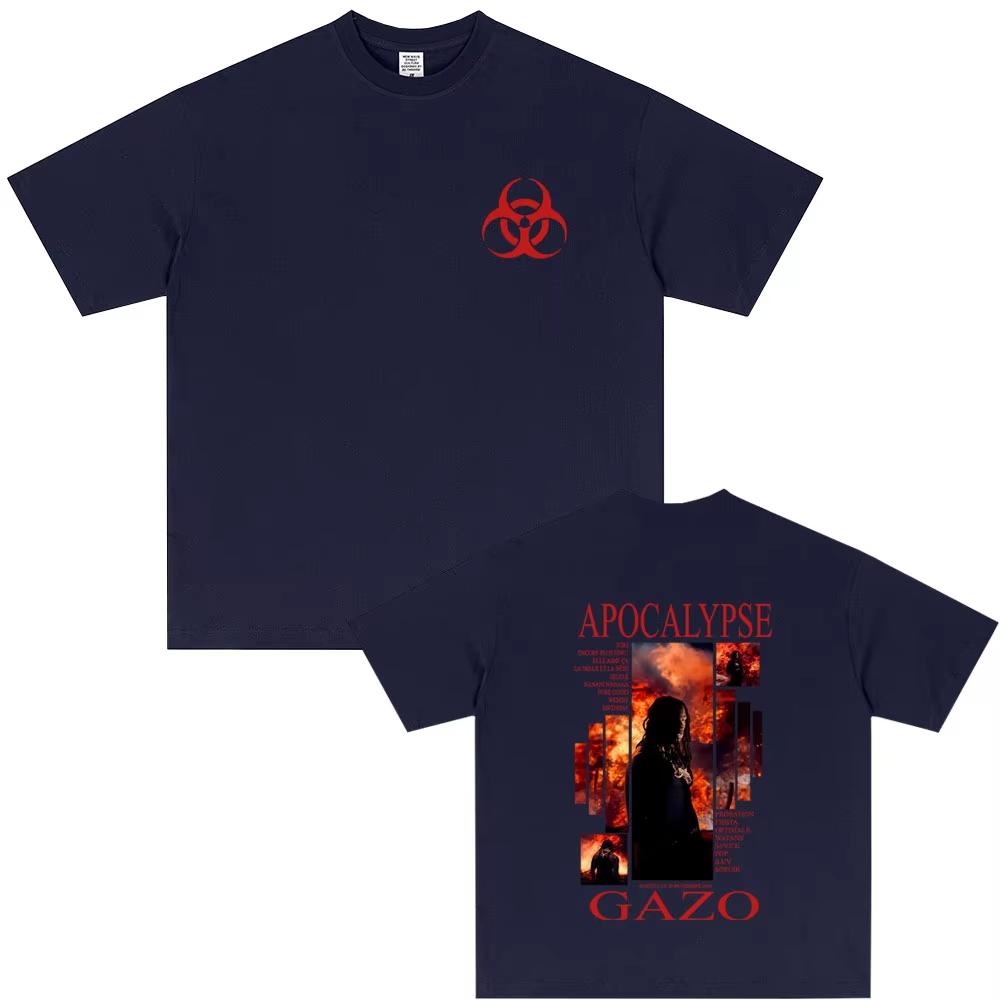 Футболка с альбомом рэпера Gazo APOCALYPSE для мужчин и женщин, хип-хоп мода, поп-музыка, уличная одежда, женские повседневные футболки оверсайз с коротким рукавом
