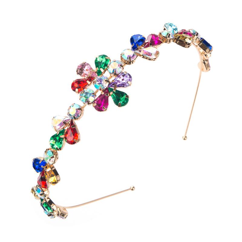 Женская повязка на голову из сплава хрусталя с цветком, металлическая повязка на голову с тонкой кромкой, великолепный головной убор