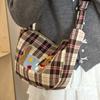 Большая вместительная универсальная клетчатая сумка-тоут женская осенняя милая такса собака студенческая сумка через плечо