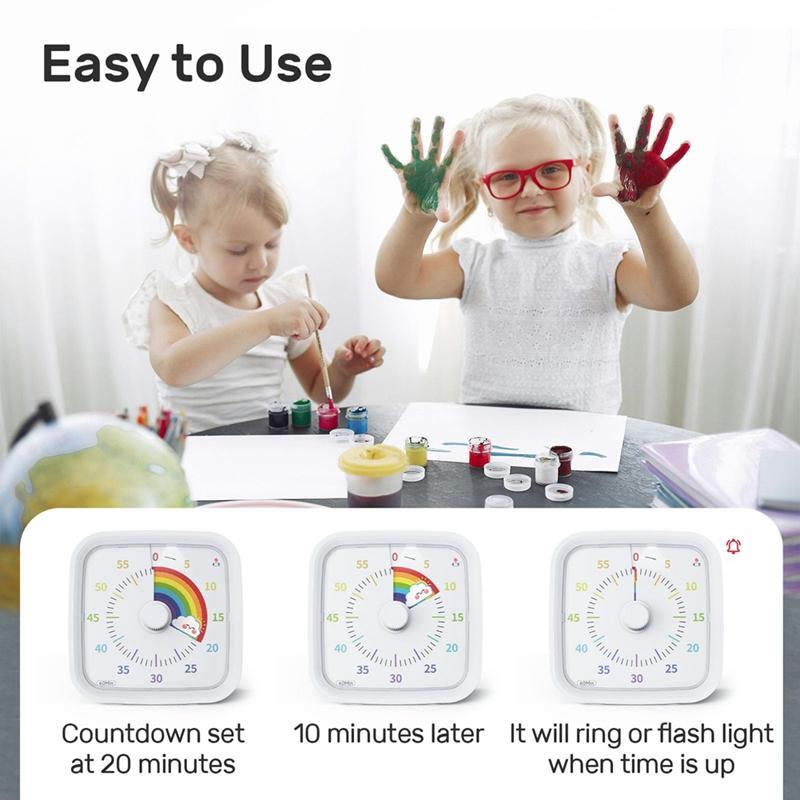 60 Minute Visual Timer With Protective Case, Rainbow Disk Timer, Silent Countdown Time Management Tool