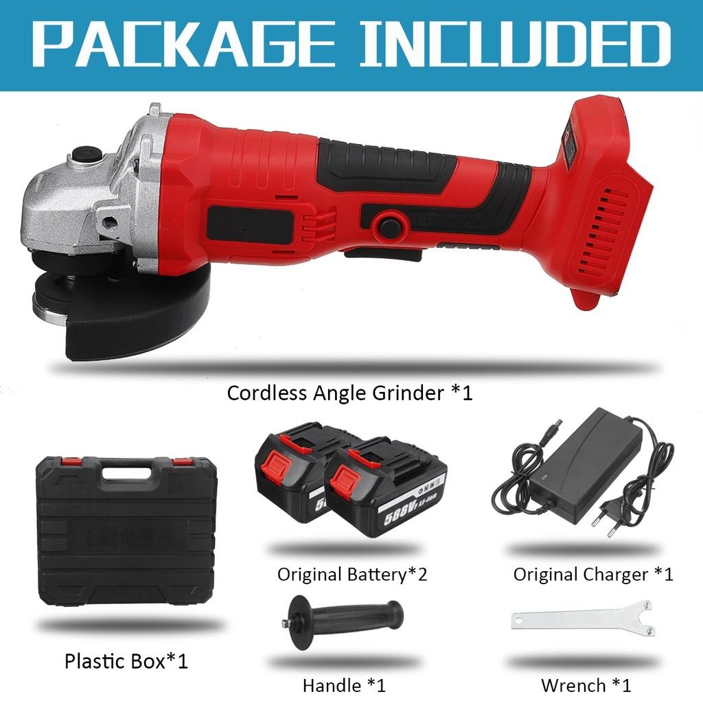 125 мм 588 В Бесщеточная электрическая угловая шлифмашина с 1/2 шт. батареей 22980 мАч Перезаряжаемый аккумуляторный шлифовальный инструмент для 18 В батареи