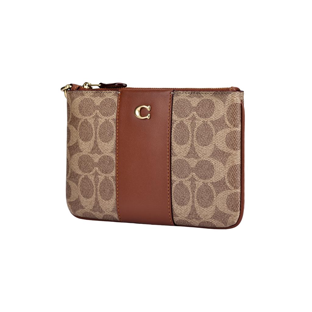 Coach 19 Классическая Монограмма Застежка-молния Искусственная Кожа Клатч Маленький Женский клатч Карамель CI189-B4XHG