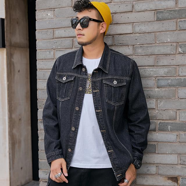 Мужская джинсовая куртка Trucker, повседневные классические джинсовые куртки, новые мужские пальто с отложным воротником, свободное пальто в консервативном стиле