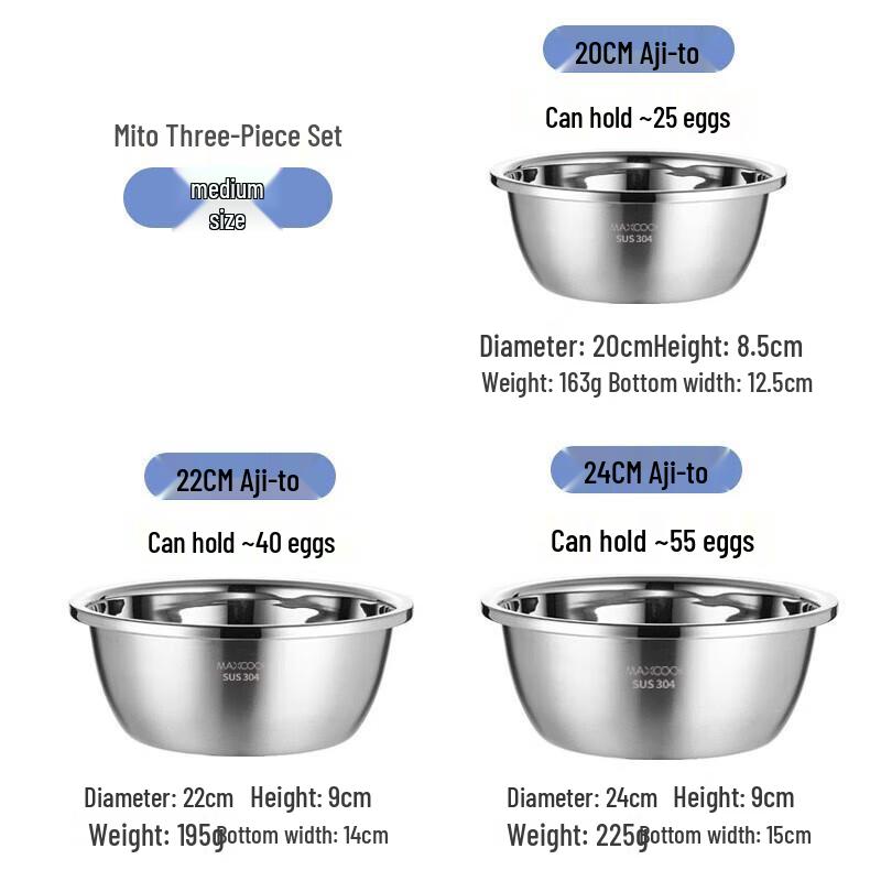 Meichu Stainless Steel Mixing & Washing Bowl Set