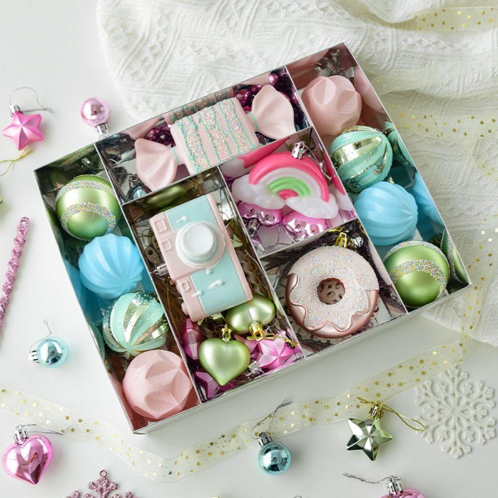 Macaron Painted Christmas Balls Pendant Xmas Tree Pendants Merry Christmas Decoration