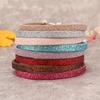 Colorful Sparkly Pu Leather Handmade Pullable Women's Bracelet Simple And Artistic European And American Style