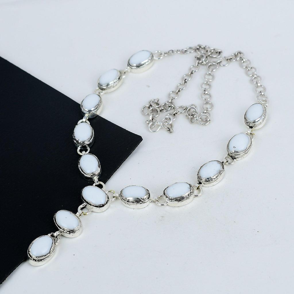 Красивое ожерелье из белого коралла с драгоценными камнями ручной работы из стерлингового серебра 925 пробы, ожерелье из белого коралла для жены, ожерелье унисекс, подарок жене