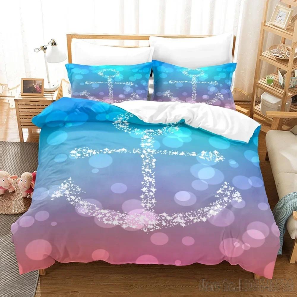 Marine Style Anchor Duvet Cover Set HD Comforter Cover for Kids Bedding Sets Bedclothes Bedroom Decor