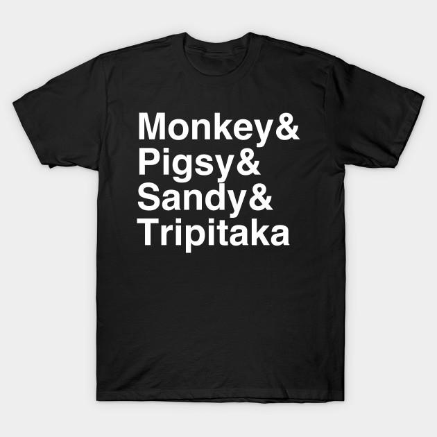 Asian Size Men Black Print T-shirt Monkey Magic Helvetica Text (White Print) No-Cut Heat Transfer Print Cotton Tshirt