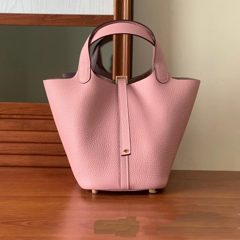 Новая женская сумка из натуральной кожи с корзиной для овощей и кожзаменителем Togo Leather Lychee Pattern Bucket Bag Bag