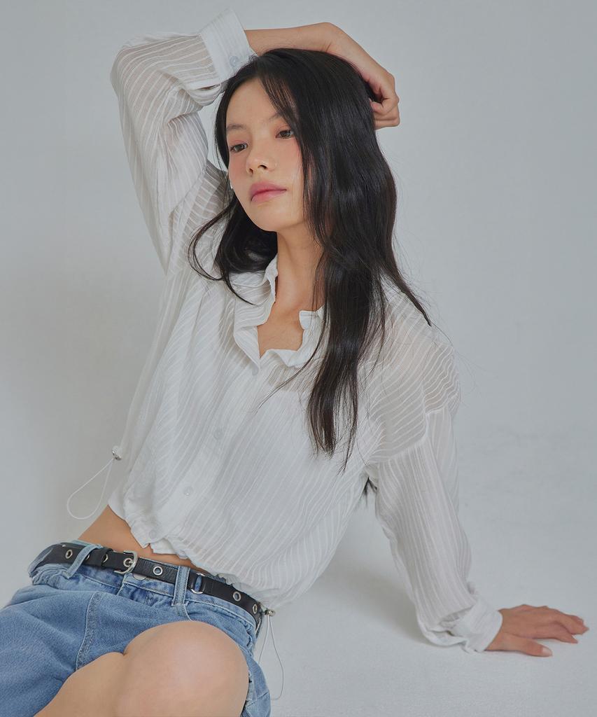 TOPGIRL Vertical Stripe Drawstring Shirts_T513Tp118