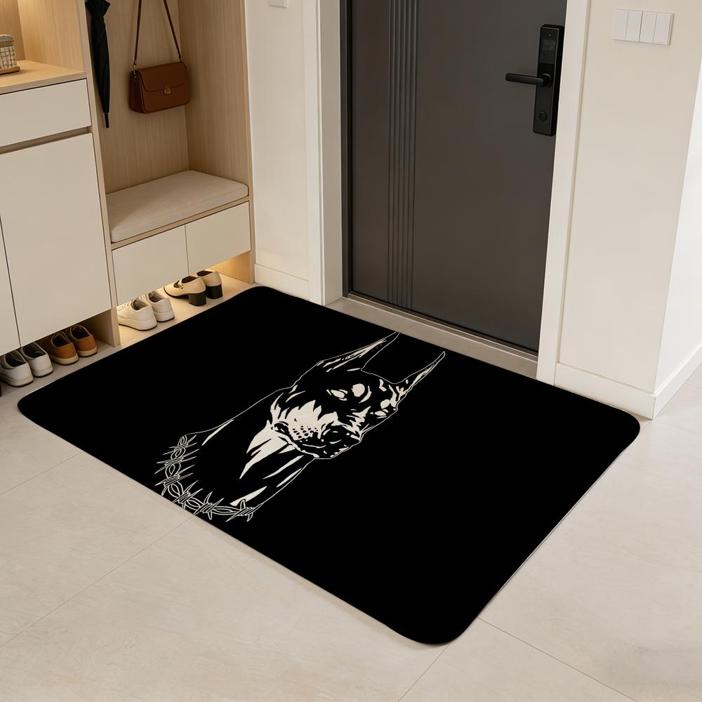 dog D-Dobermann Floor Mat Flannel Door Mat Non-Slip Absorbent Washable Indoor Home Rug