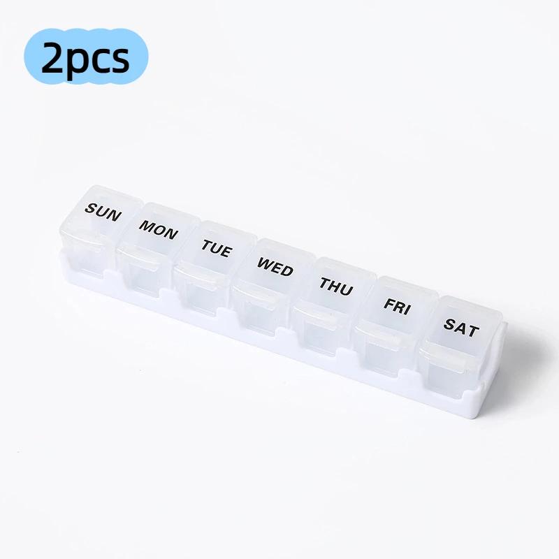 7 Day Mini Pill Organizer Portable Detachable Medicine Case Weekly Compact Storage Box for Vitamins Pills Travel Essentials