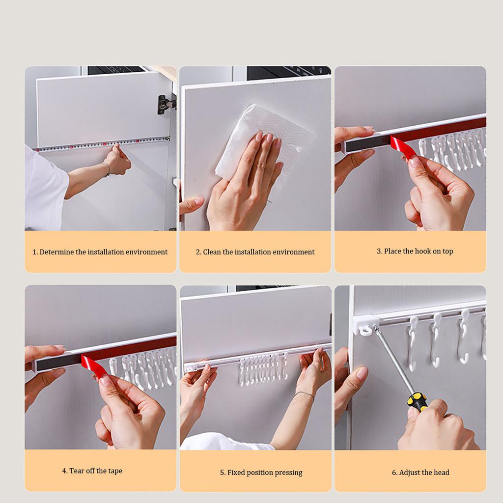 Самоклеящаяся скользящая направляющая для подвешивания на стену, многофункциональный крючок для хранения, подставка для кухонных принадлежностей без проколов