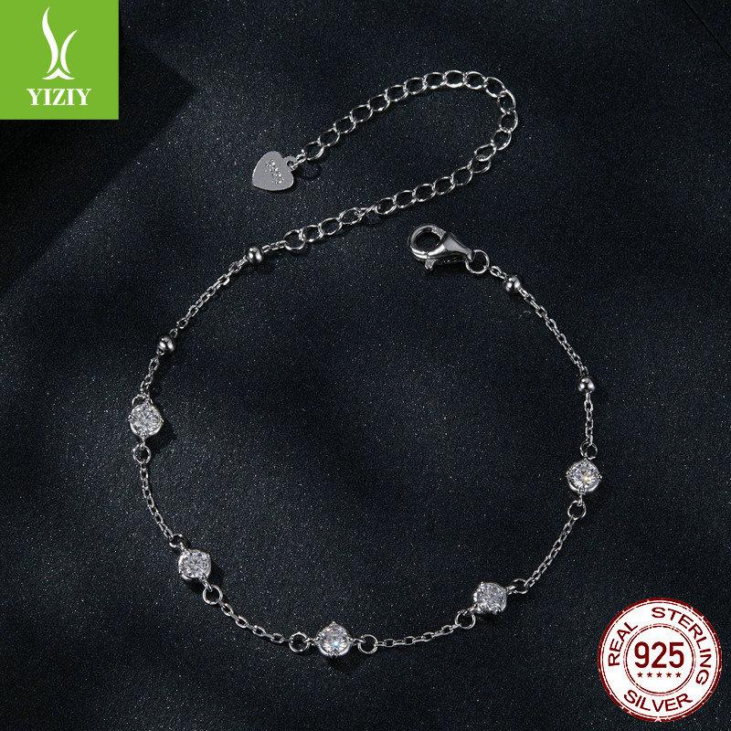 Simple Classic Gypsy Moissanite Bracelet, Light Luxury Fashion S925 Sterling Silver Romantic Bracelet