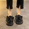 Черные лоферы женские новые летние нишевые с бантом на платформе в британском стиле маленькие кожаные туфли ретро туфли одинарные туфли женская обувь