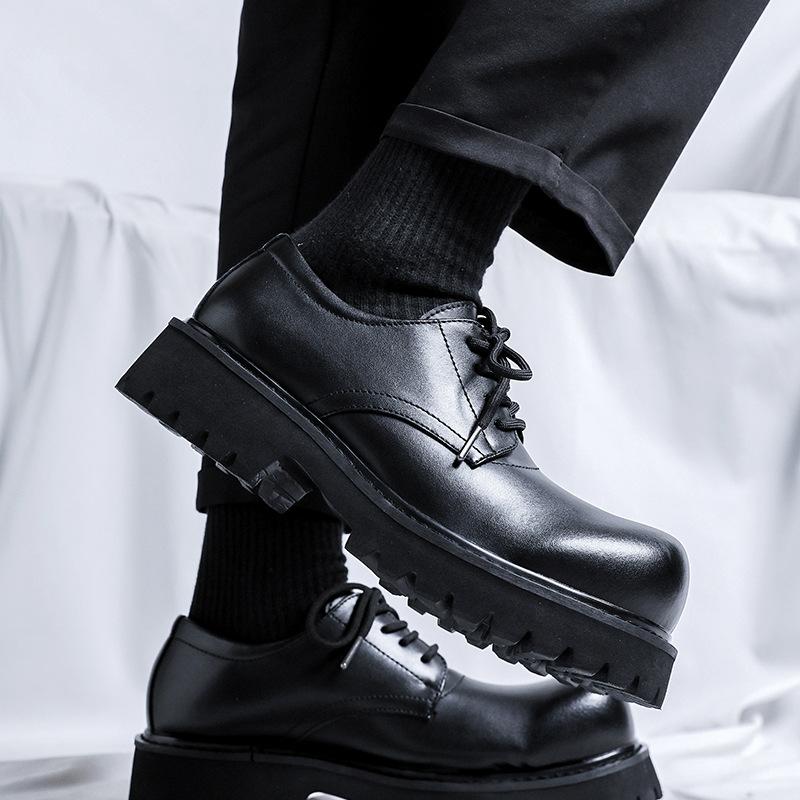 Мужские повседневные кожаные туфли дерби, мужские туфли на толстой подошве с большим пальцем, модные туфли, мужские туфли на шнуровке с увеличением роста #1028-R