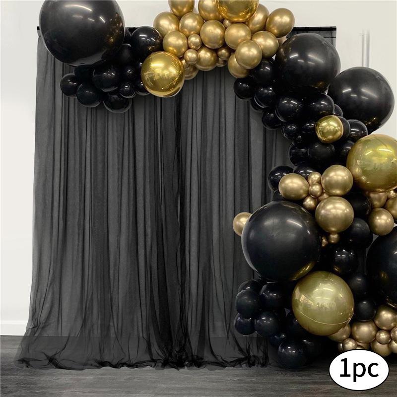 Tulle Curtain White Background Roller Curtain Wedding Party Arch Drape Hotel Banquet Outdoor Activities Decorative Valance Drape