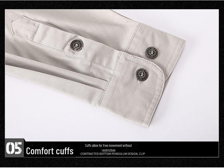 Мужская хлопковая рубашка с длинным рукавом: 2024 Весна и Осень Повседневная Свободная Куртка Для Работы На Открытом Воздухе