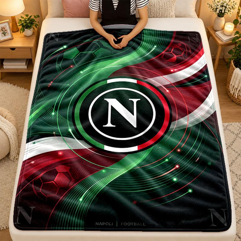 Flannel BlanketNapoli FC Warm Soft Throw Blanket for Indoor Sofa Bed Living Room Use