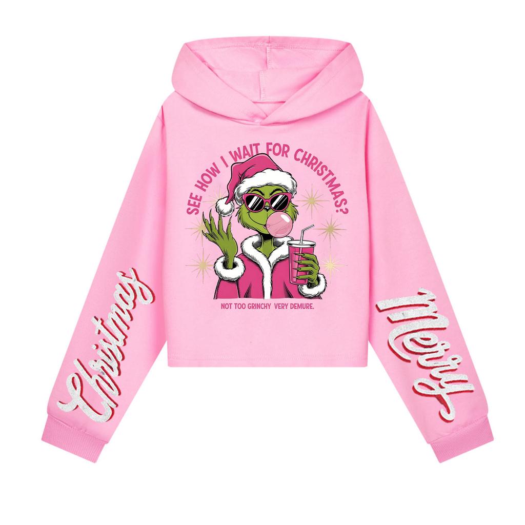 Kids' Casual Fashion Christmas Printed Long Sleeve Hooded Sweatshirt (No Drawstring)