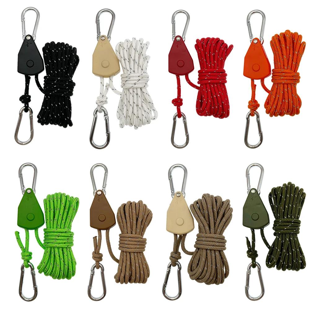 5M Pulley Adjuster Ratchet Kayak and Canoe Boat Bow Stern Rope Lock Outdoor Tie Down Strap 4mm Heavy Duty Adjustable Rope Hanger