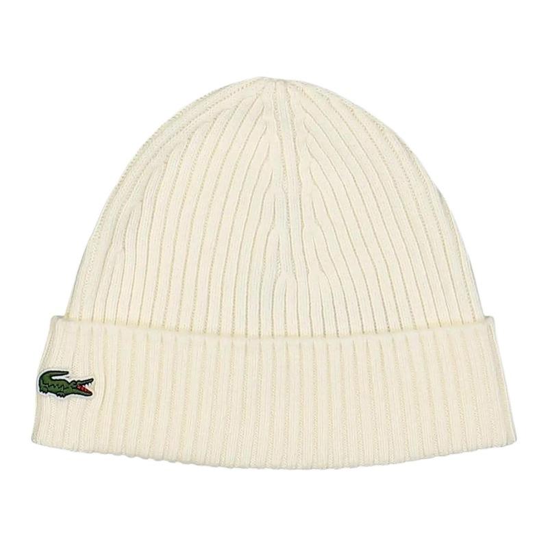 Lacoste Solid color logo wool woolen hat men white RB000170V