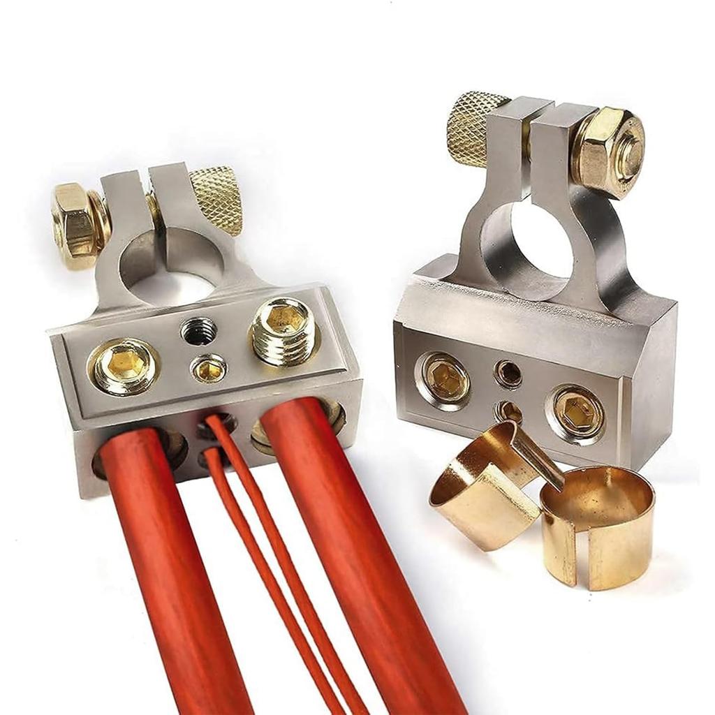 Battery Terminals, 0/2/4/8/10 Gauge Battery Terminal Connectors With Shims And Protective Covers, Suitable For Car, Marine And Truck Conversions