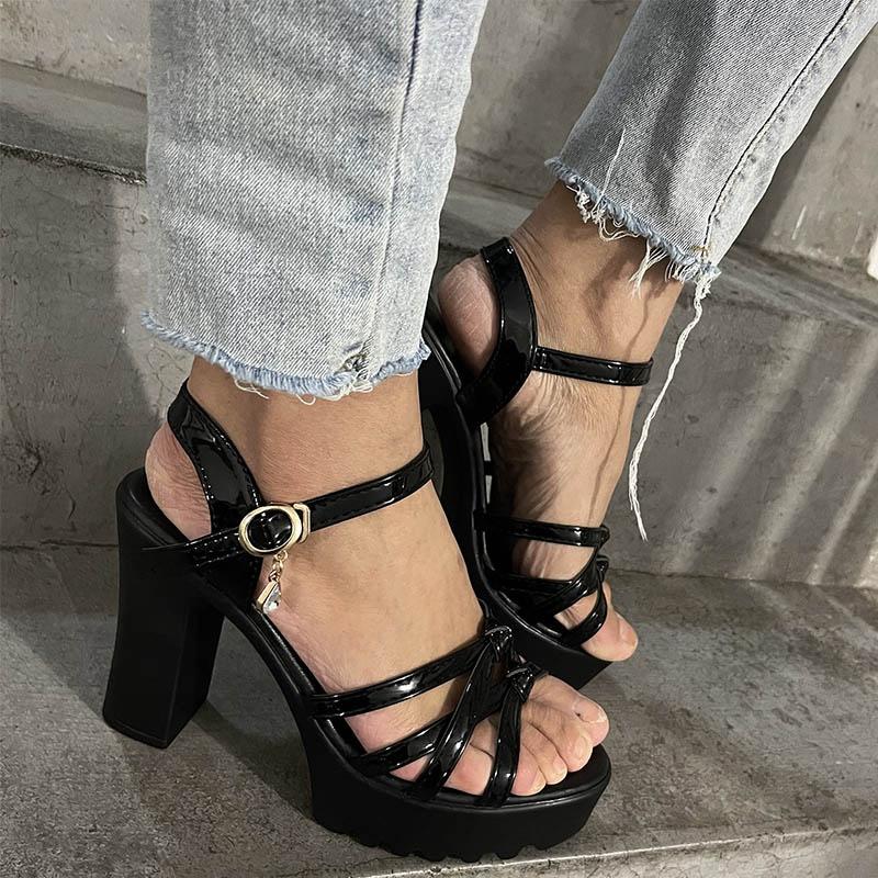 Новые летние модные женские сандалии на платформе, римские туфли на толстой подошве и очень высоком каблуке