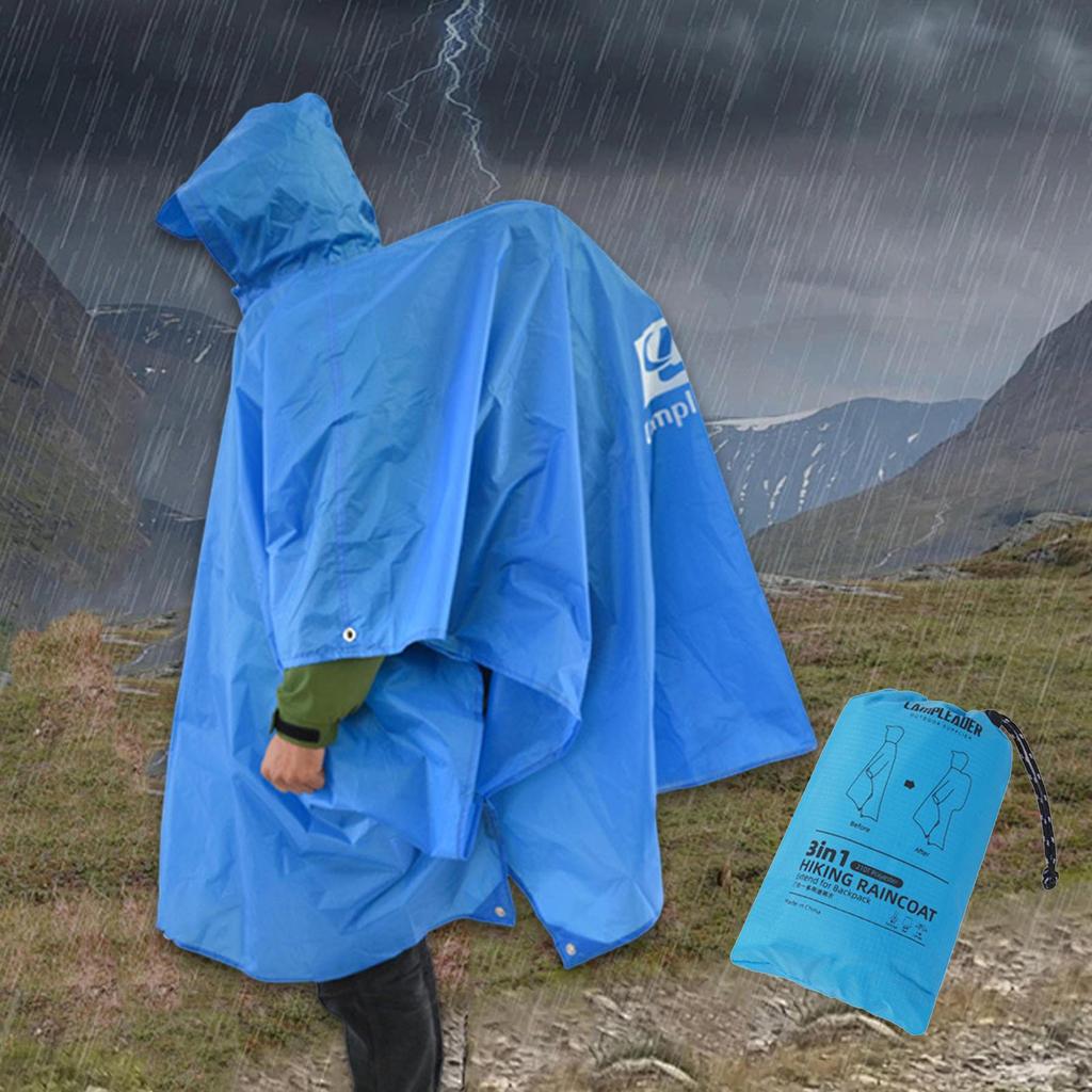 Hooded Rain Poncho Jacket 3 In 1 Adults Raincoat Coat for Sporting Event Fishing Travel