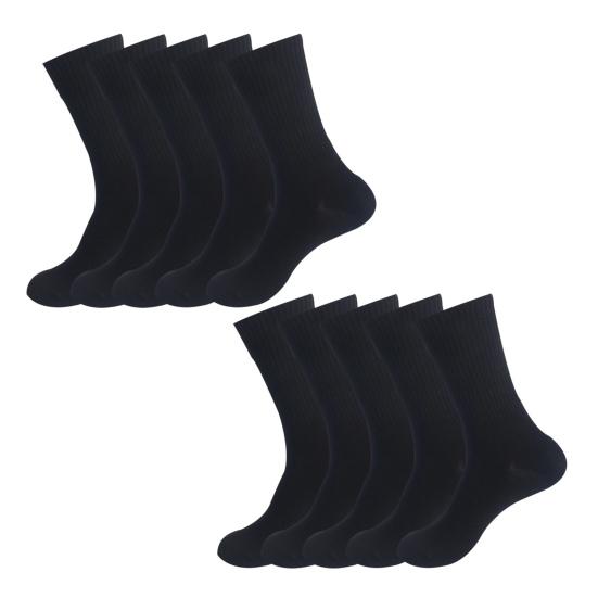 5 Pairs Cotton Crew Socks Stretchy Casual Calf Socks Ribbed