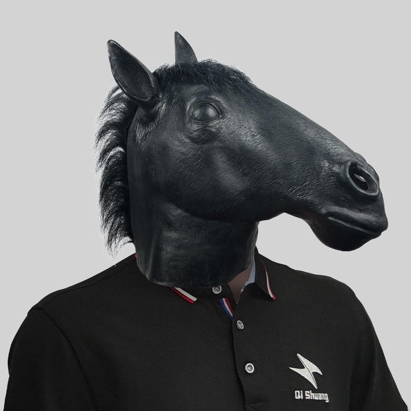 Креативная маска головы лошади коричневого, белого и черного цветов, забавная латексная маска для всех особых случаев