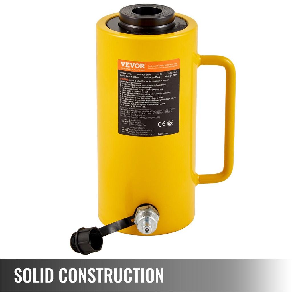 30Ton 4 Inch Stroke Hollow Hydraulic Cylinder Jack 66000LBS Lift Cylinder Industrial Durable Automotive Body Bending