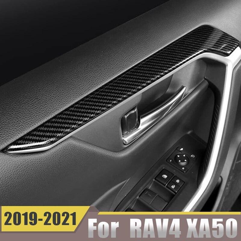 For Toyota RAV4 XA50    2022 Interior Car Door Armrest Frame Strips Decoration Cover Trim Carbon Fiber Accessories