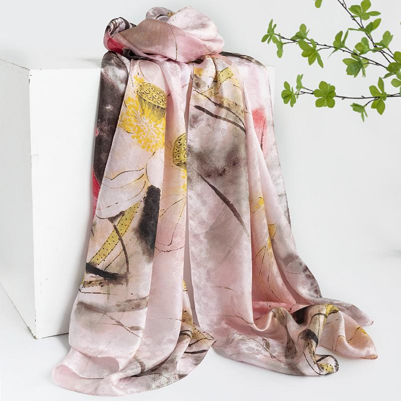 Mulberry Silk Silk Scarf Gift Box Spring and Summer Versatile Xiangyang Oil Color Printing Long Yarn Sunscreen Shawl
