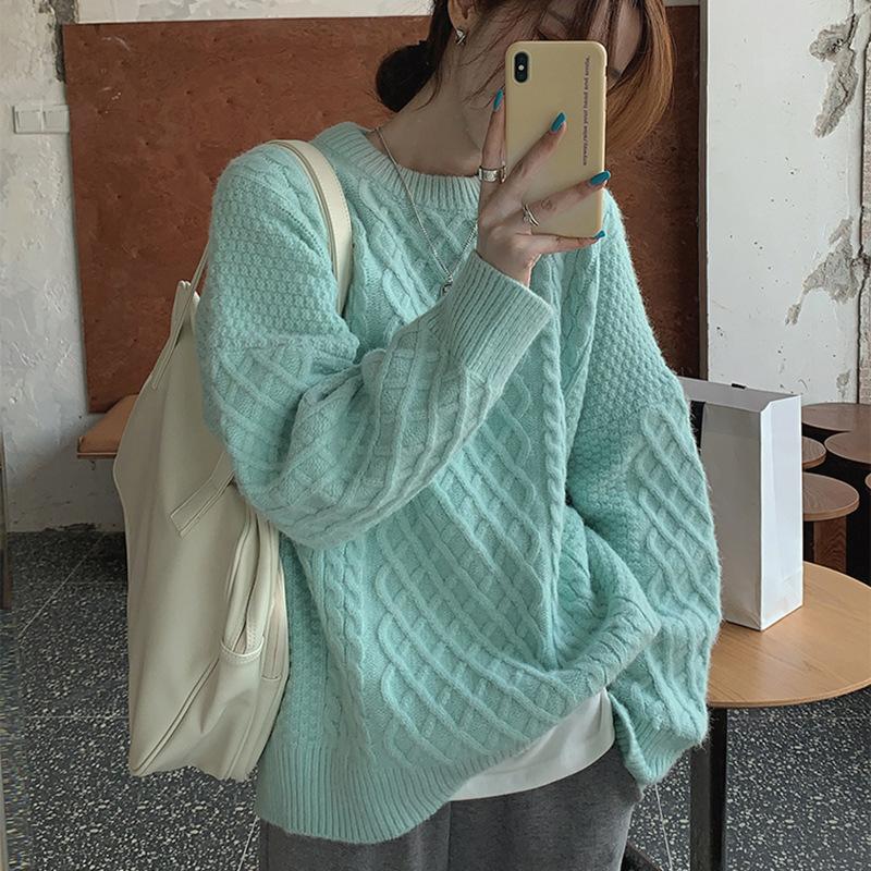 Осенне-зимний пуловер с круглым вырезом и косичками для женщин