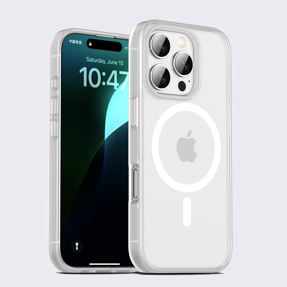 KEYSION Matte Case for MagSafe for iPhone 16 Pro Max Silicone+PC Translucent Shockproof Phone Back Cover for iPhone 15 Pro Max