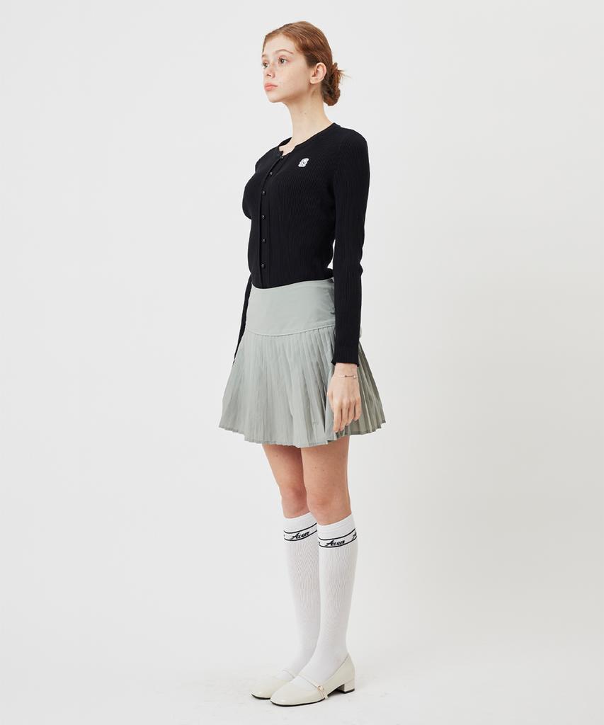 AVEN Button Point Round Neck Knit Black