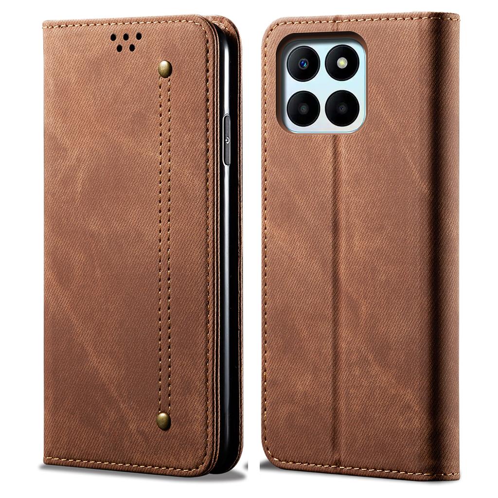 For Honor X8b 4G Case Collection Leather Folio Wallet Phone Cover Jeans Cloth Texture