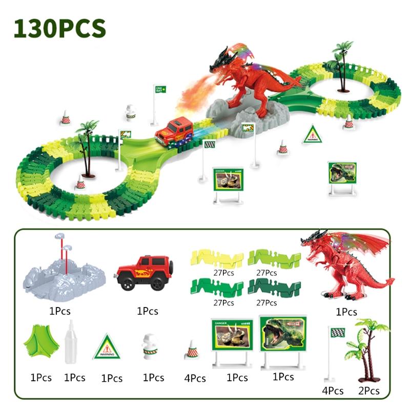 Разобрать Игровые наборы Гоночной трассы Динозавров Сделай сам Строительный блок Интерактивная Обучающая игрушка Набор для сборки трассы 6 вариантов моделей