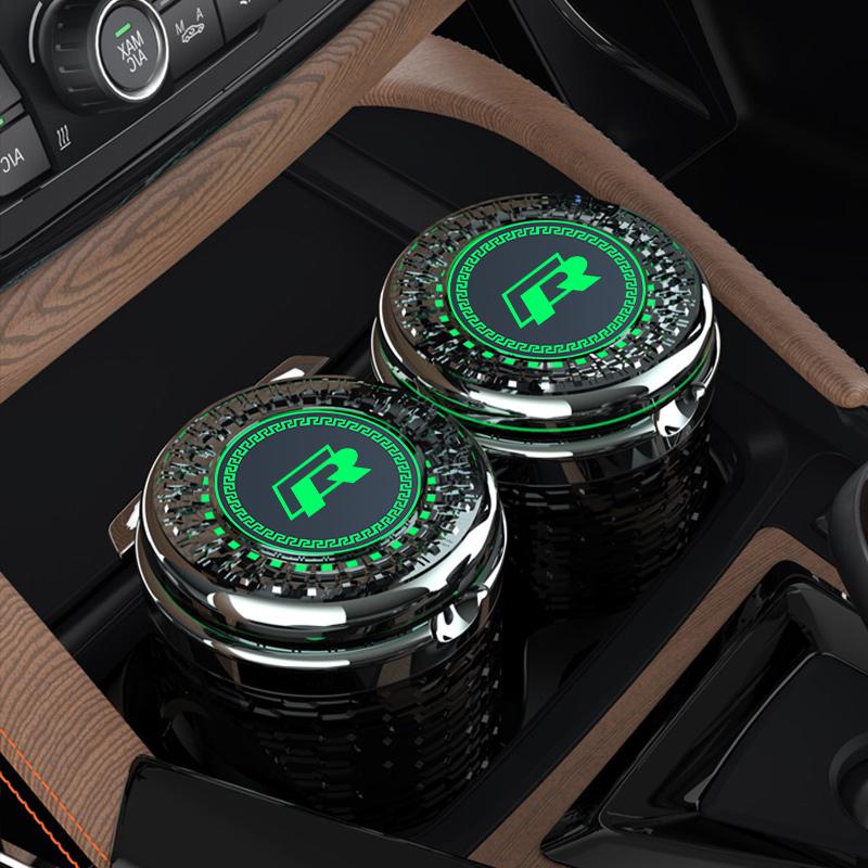 Volkswagen Car LED Ashtray Flame Retardant Ashtray For VW Golf GTI Passat b6 Polo Atmosphere Light CarCigarette Ash Cup keychain zf0