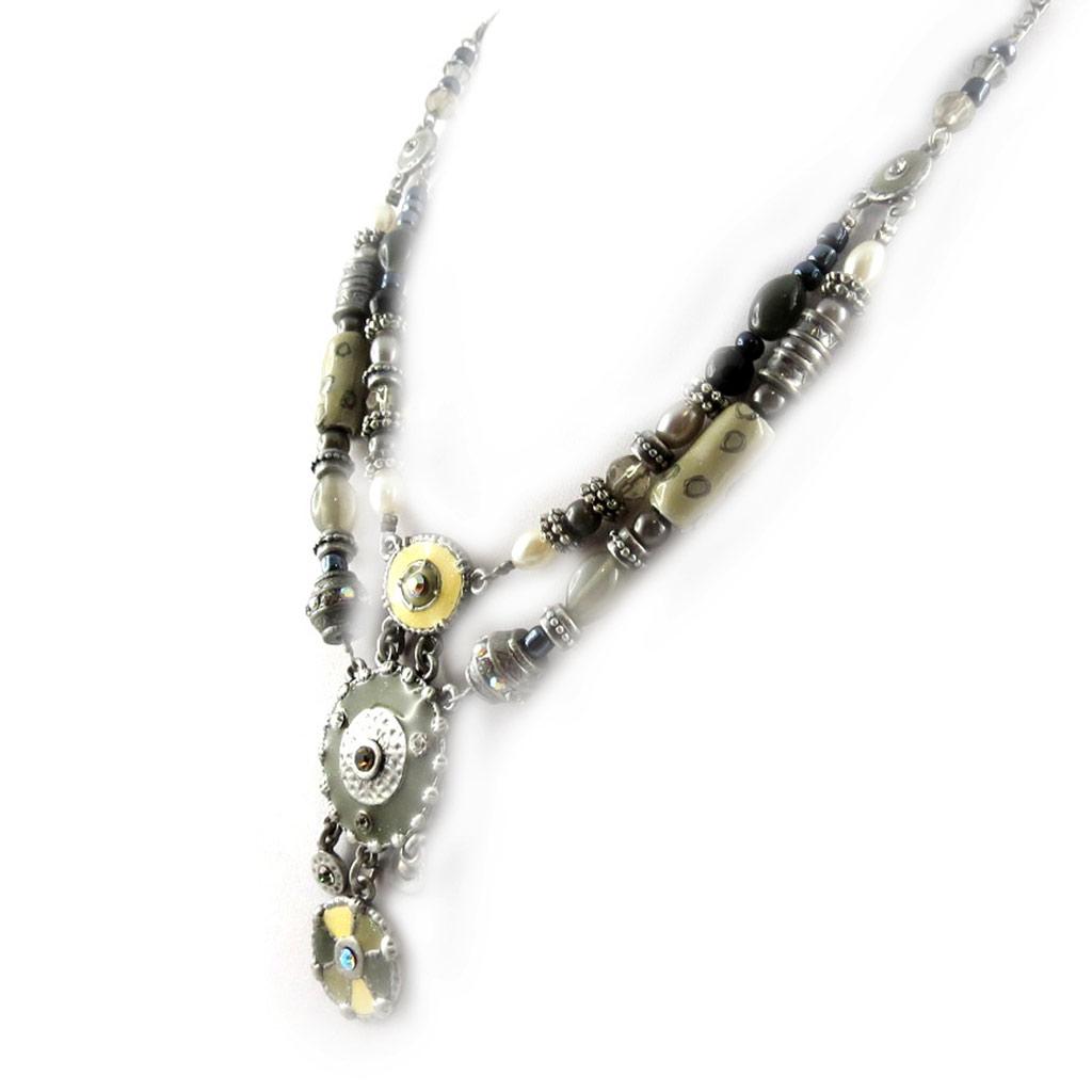 Les Trésors De Lily [E2534] — Серое дизайнерское колье «Мимозы»