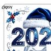 Персонализированные оконные муралы 2027 Новый год Рождество Статическое прилипание, Клей?Бесплатная наклейка со снежинкой, Декор для зимней вечеринки, Многоразовая праздничная