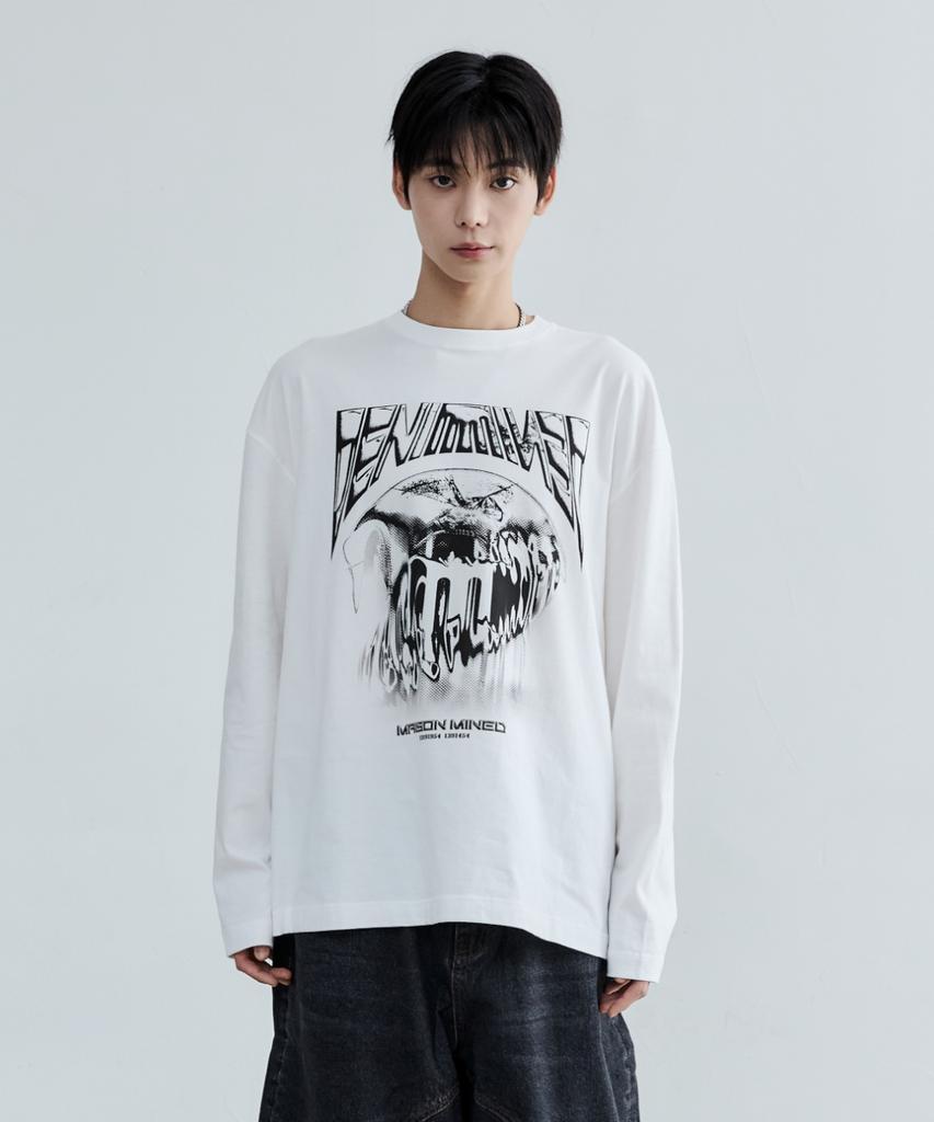 MAISON MINED Белая футболка с длинным рукавом