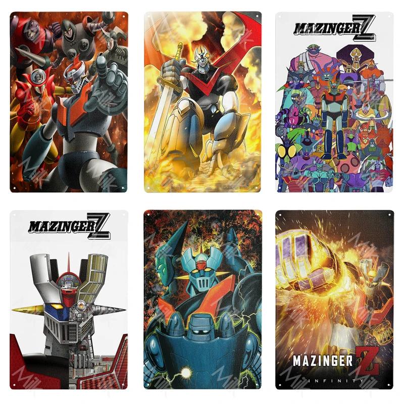 Anime Goldrake Goldorak Mazinger Z Metal Tin Sign Rectangle UFO Robot Grendizer Signs Plaque Bar Cafe Bedroom Wall Art Decor
