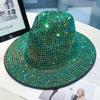 Hat women's autumn and winter fashion rhinestone elegant jazz hat British retro versatile diamond-encrusted woolen women's top hat tide