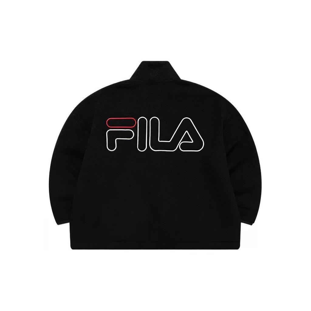 Fila Logo Print Zip-Up Stand Collar Long Sleeve Sweatshirt Women Sweatshirt Black F51W149221F-BK