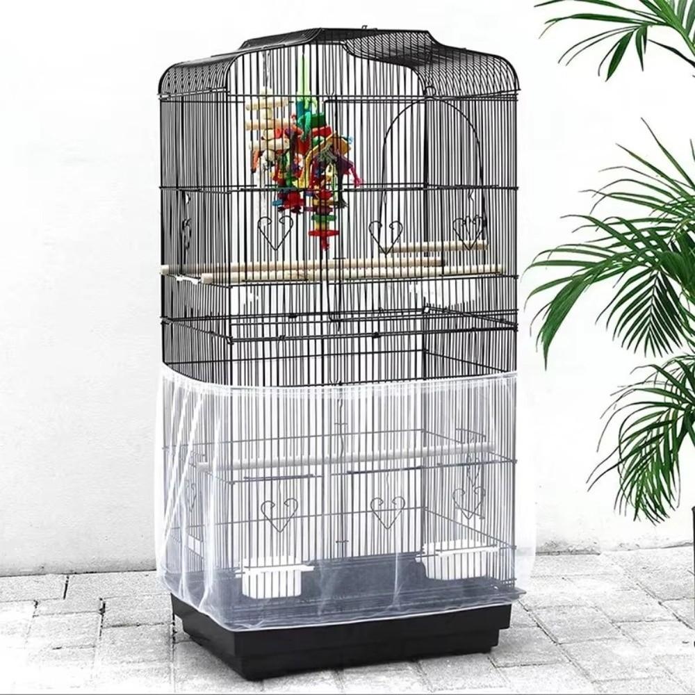 Adjustable Elastic Bird Cage Cover Mesh Fabric Bird Seed Guard New Cage Mesh Cover